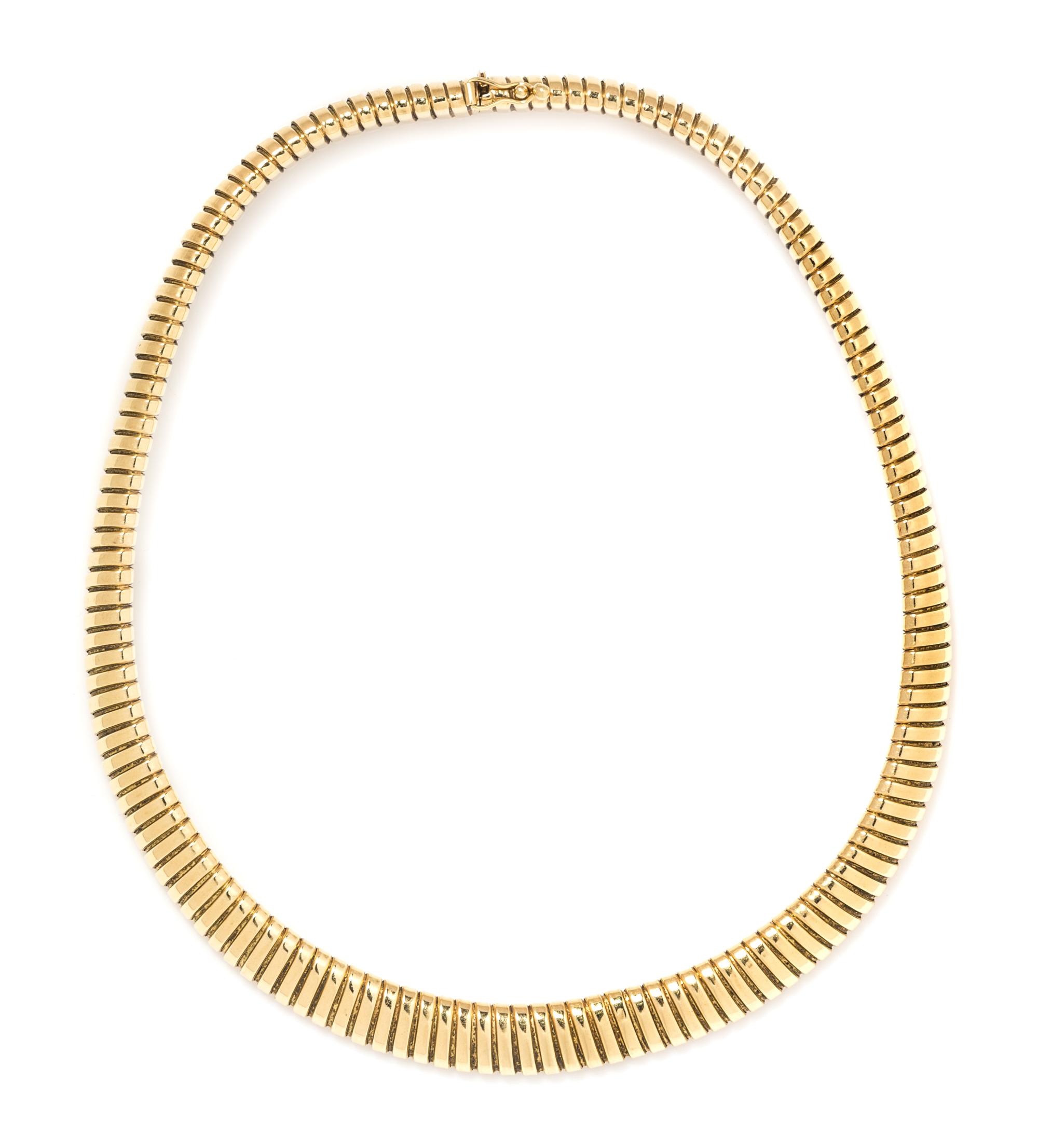 An 18 Karat Gold Tubogas Necklace, Italian, 46.00 dwts.