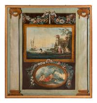 Ten French Painted Canvas Panels of Various Ports of France