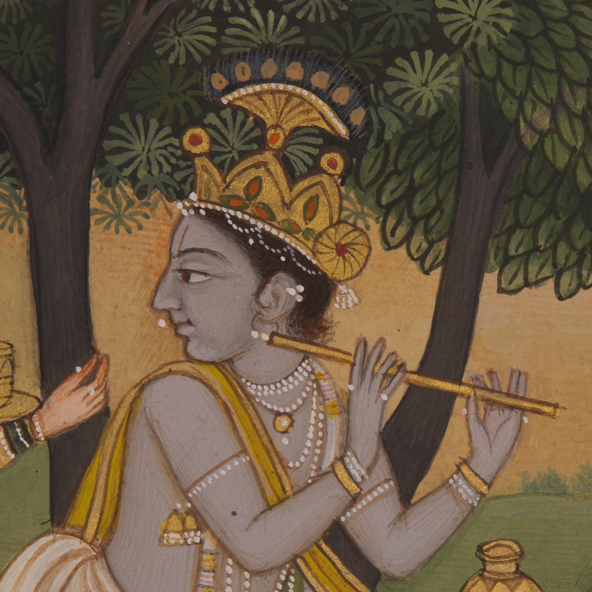 A Painting of Krishna Playing His Flute to the Gopis, Punjab Hills, 20th Century