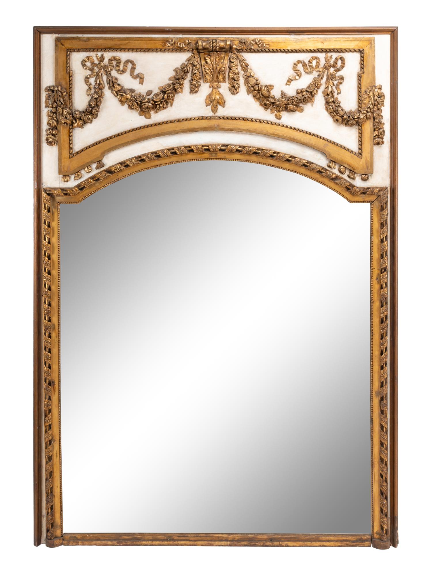 An Italian Painted and Parcel Gilt Overmantel Mirror