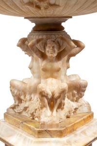 A Continental Alabaster and Marble Urn and Pedestal