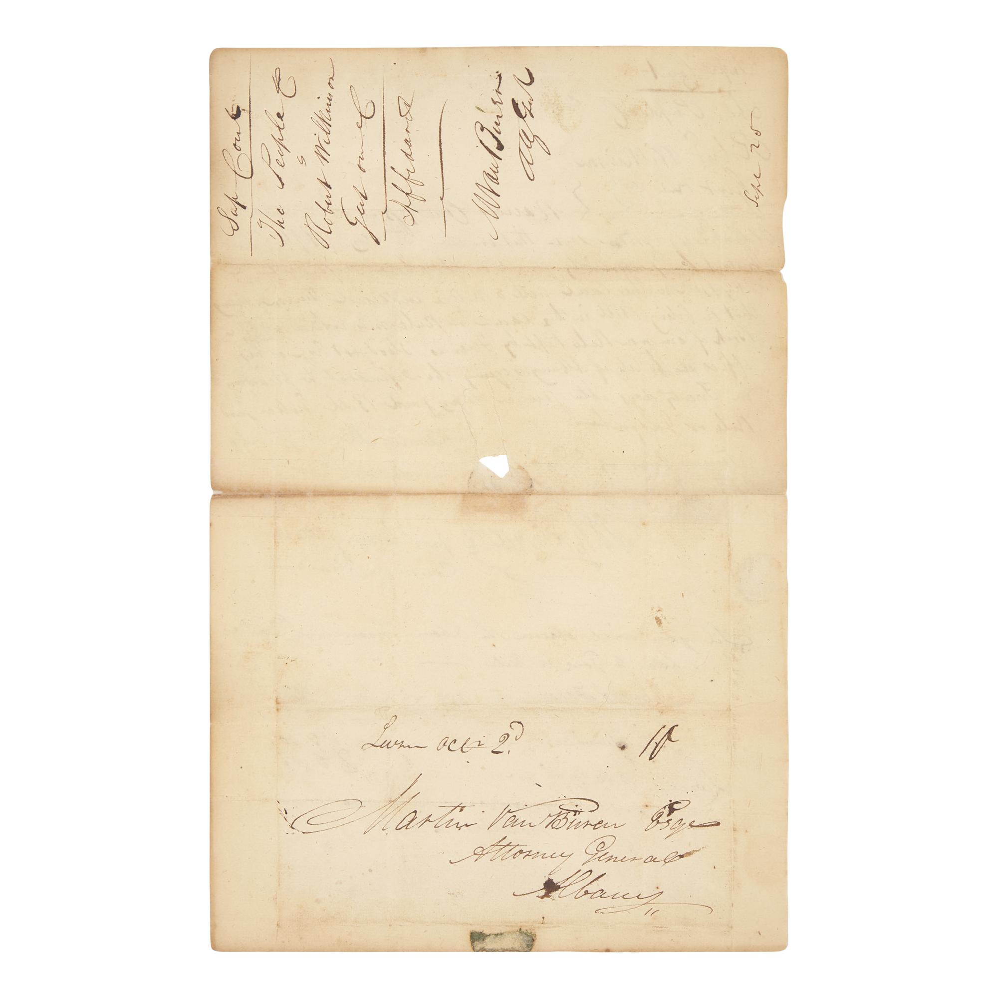 [Presidential] Van Buren, Martin. Manuscript document, signed