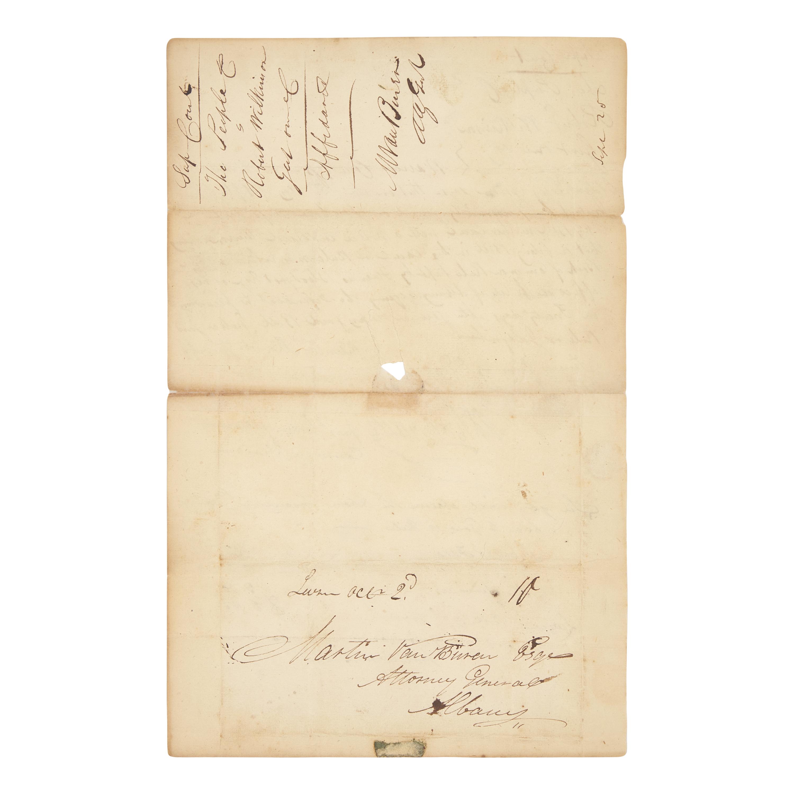 [Presidential] Van Buren, Martin. Manuscript document, signed