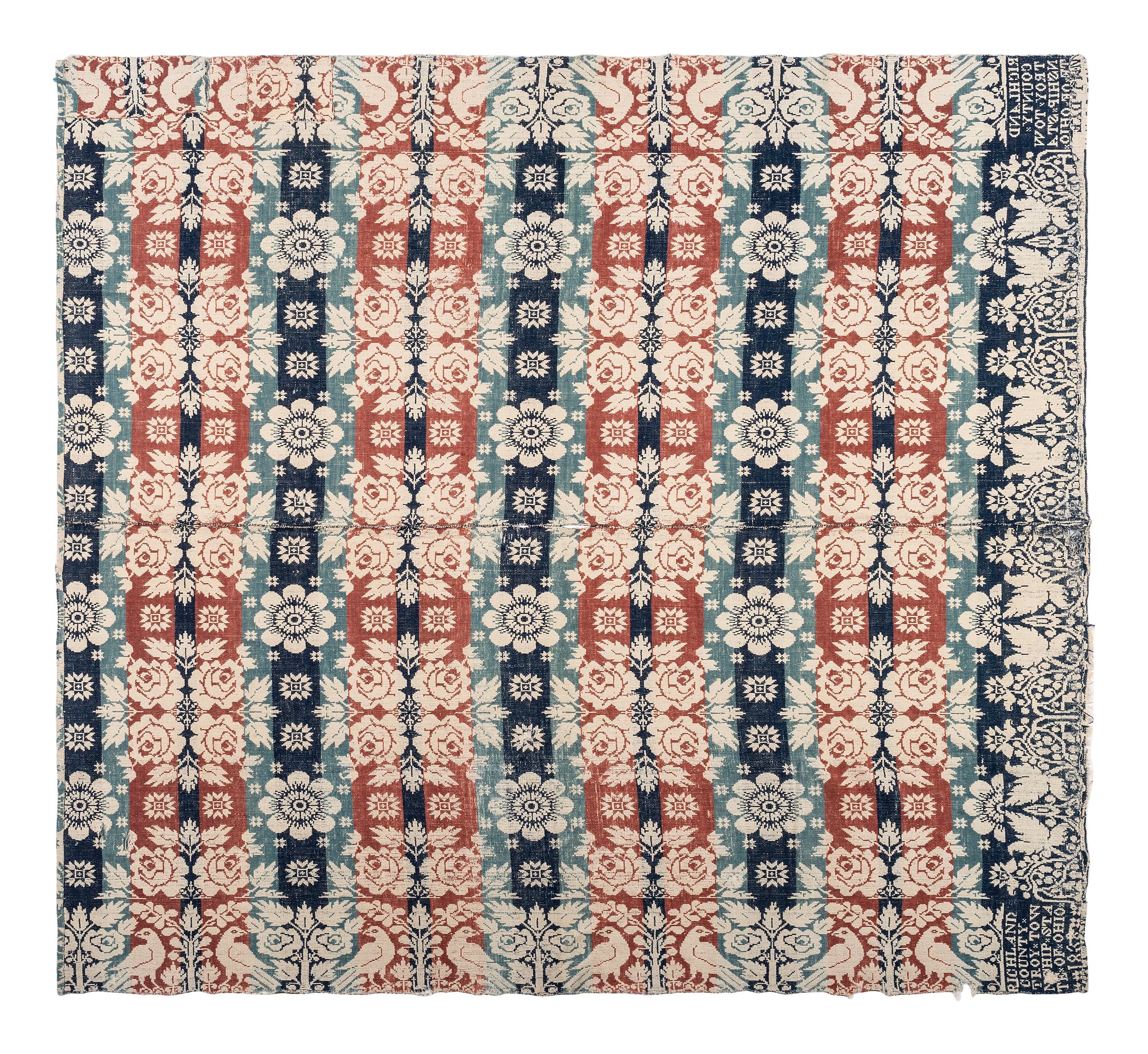 Three Jacquard Woven Cotton Coverlets