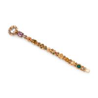 YELLOW GOLD AND GEMSTONE SLIDE CHARM BRACELET