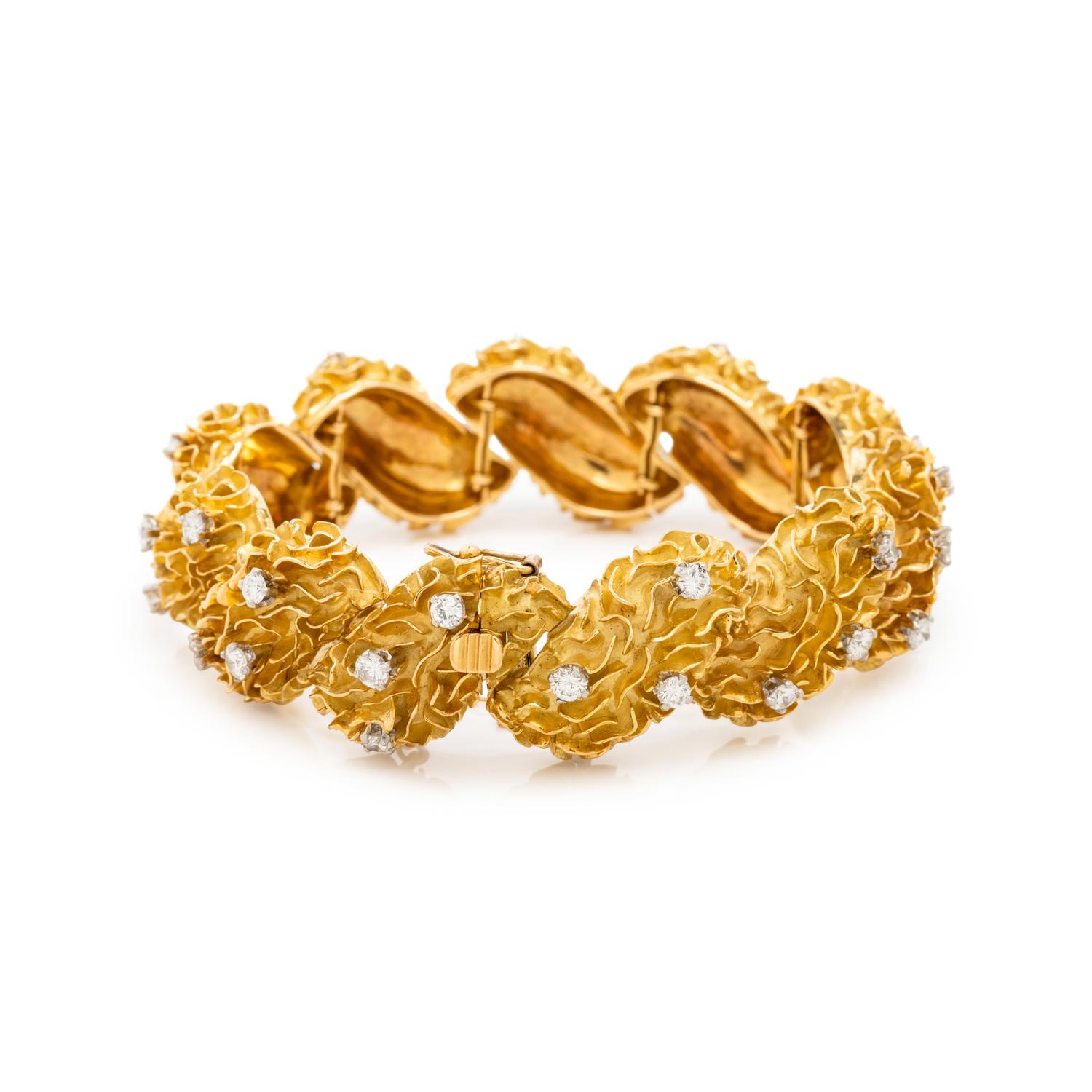 FRENCH, YELLOW GOLD AND DIAMOND BRACELET
