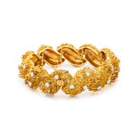 FRENCH, YELLOW GOLD AND DIAMOND BRACELET