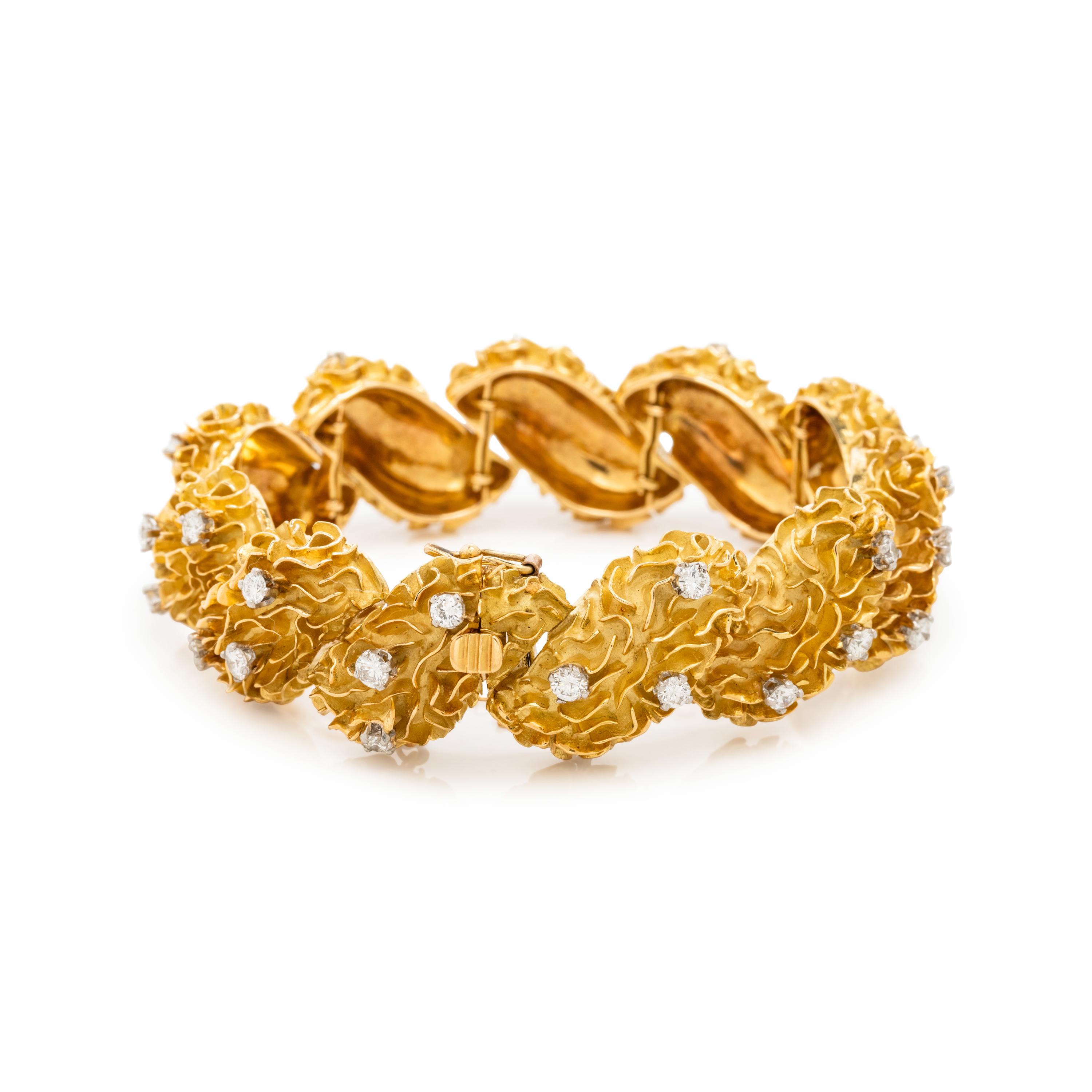 FRENCH, YELLOW GOLD AND DIAMOND BRACELET