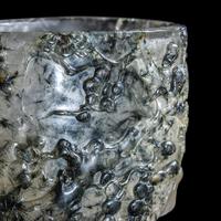 An Unusual Chinese Carved Rutile Quartz 'Pine and Cranes' Brushpot, Bitong 髮晶雕松鶴筆筒