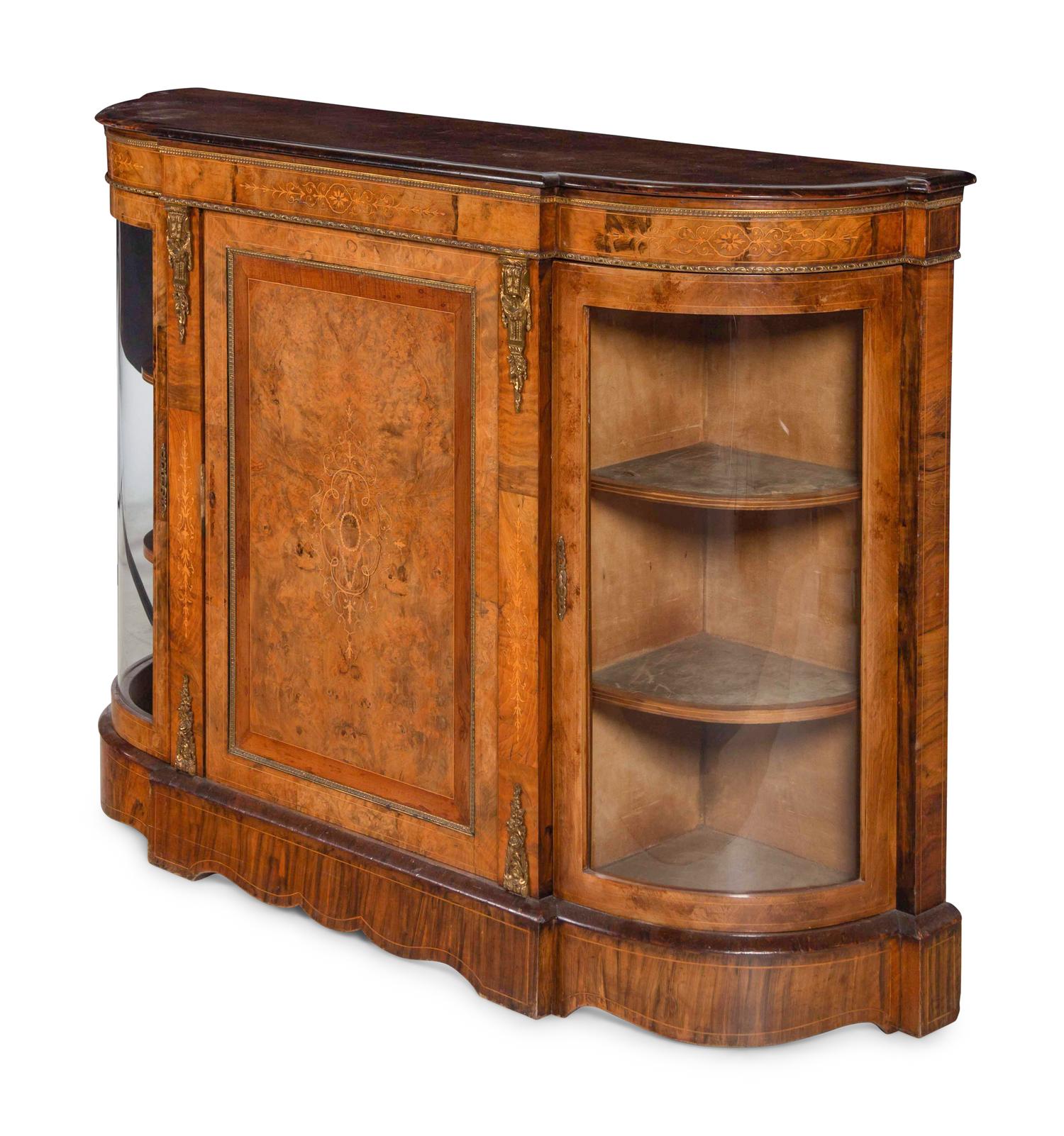 A Napoleon III Burlwood and Marquetry Console Cabinet