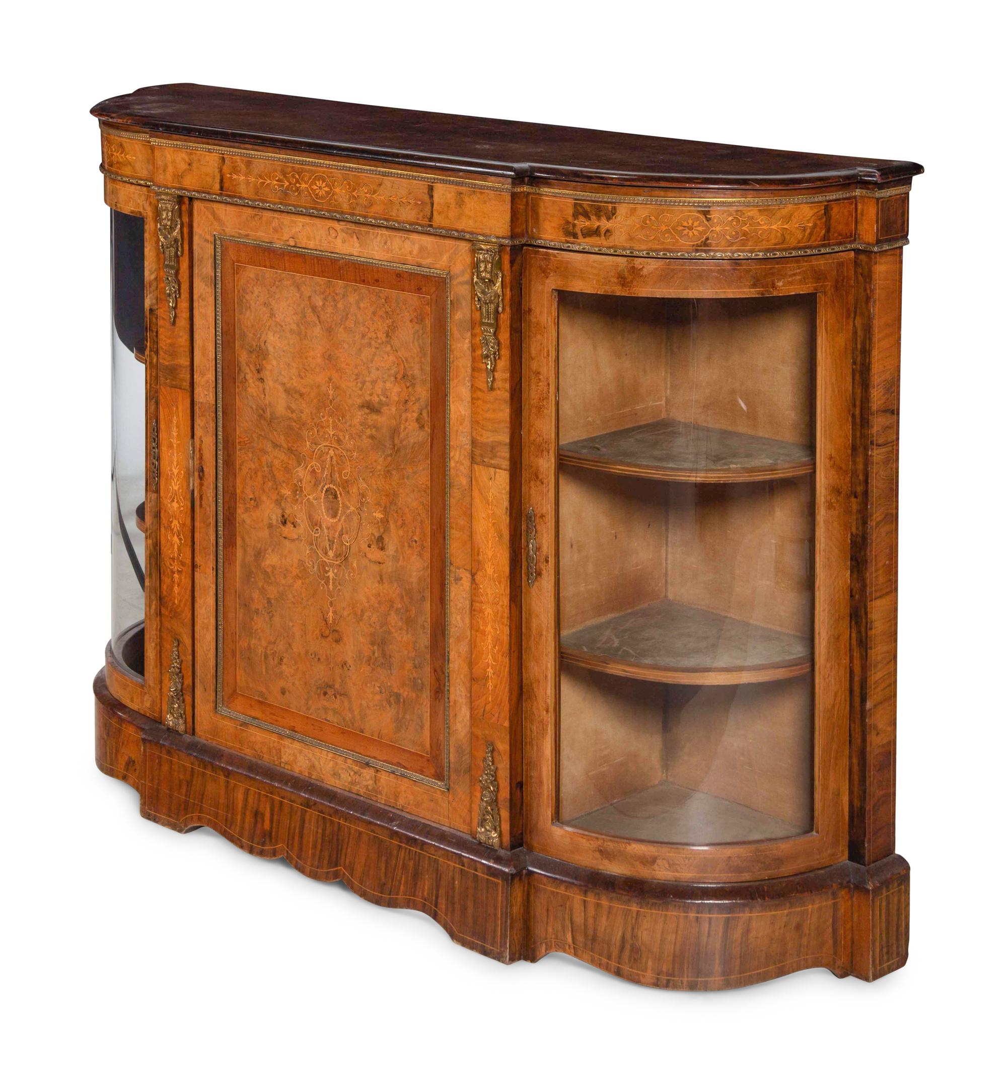 A Napoleon III Burlwood and Marquetry Console Cabinet