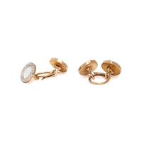 CARTIER, DIAMOND AND LINEN ENAMEL CUFFLINKS