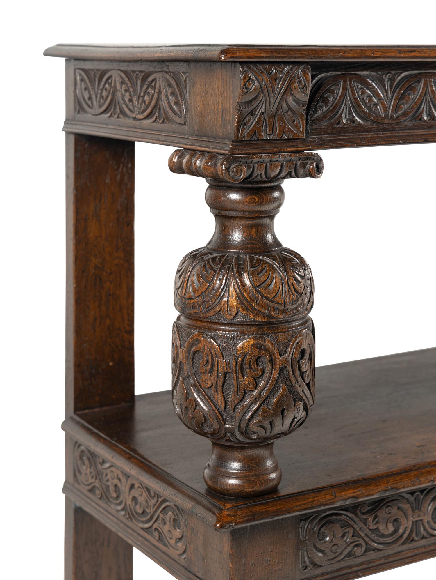 A Jacobean Style Carved Oak Two-Tier Server