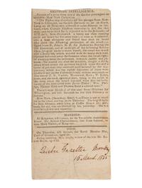 [SHIPWRECKS]. Manuscript testimony (court duplicate) of Thomas Kent, a Black man aboard the brigantine Britannia , wrecked off the coast of New Brunswick, British North America. 24 April 1835.