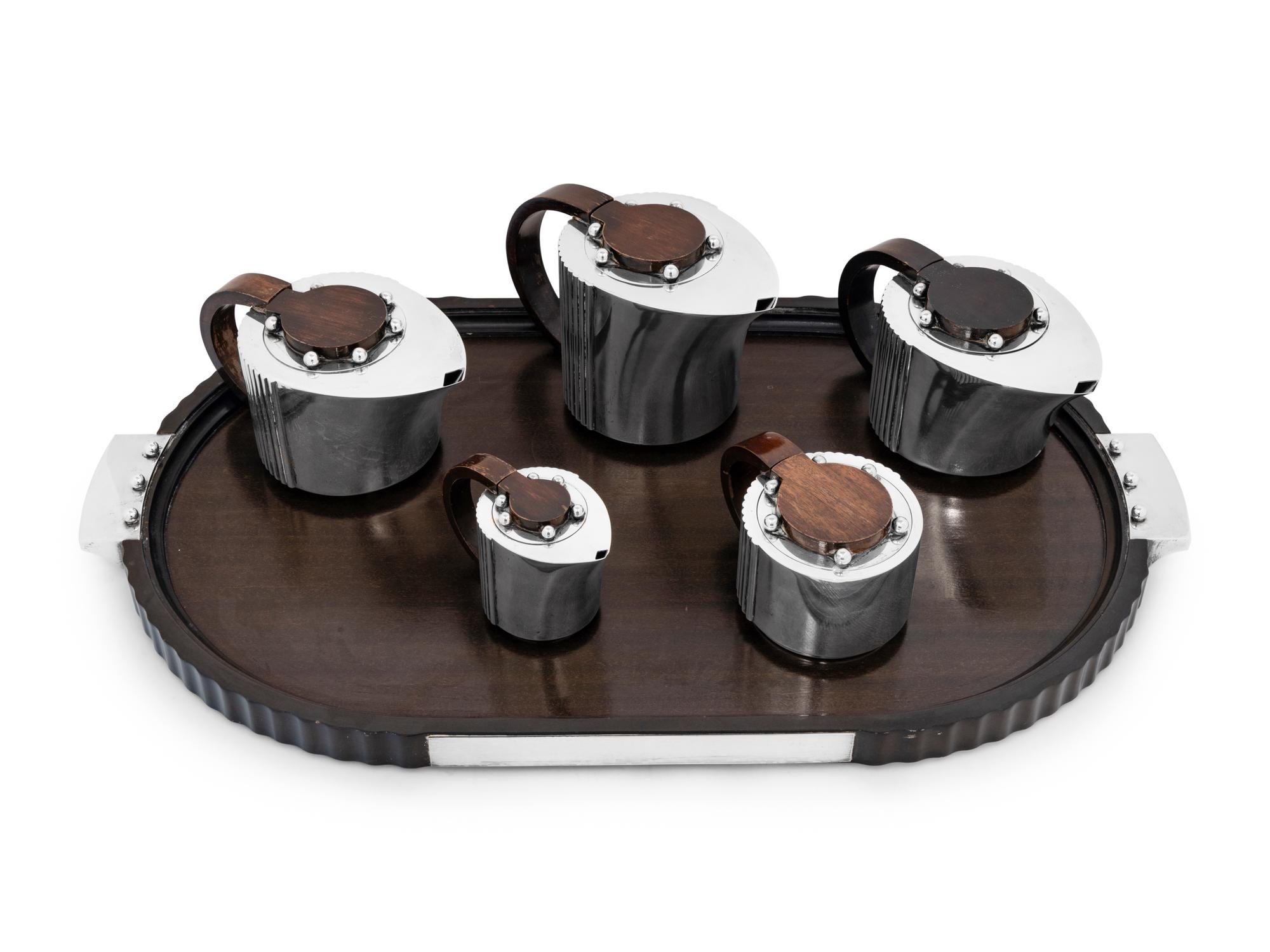 A Puiforcat Silver-Plate Six-Piece Tea and Coffee Service
