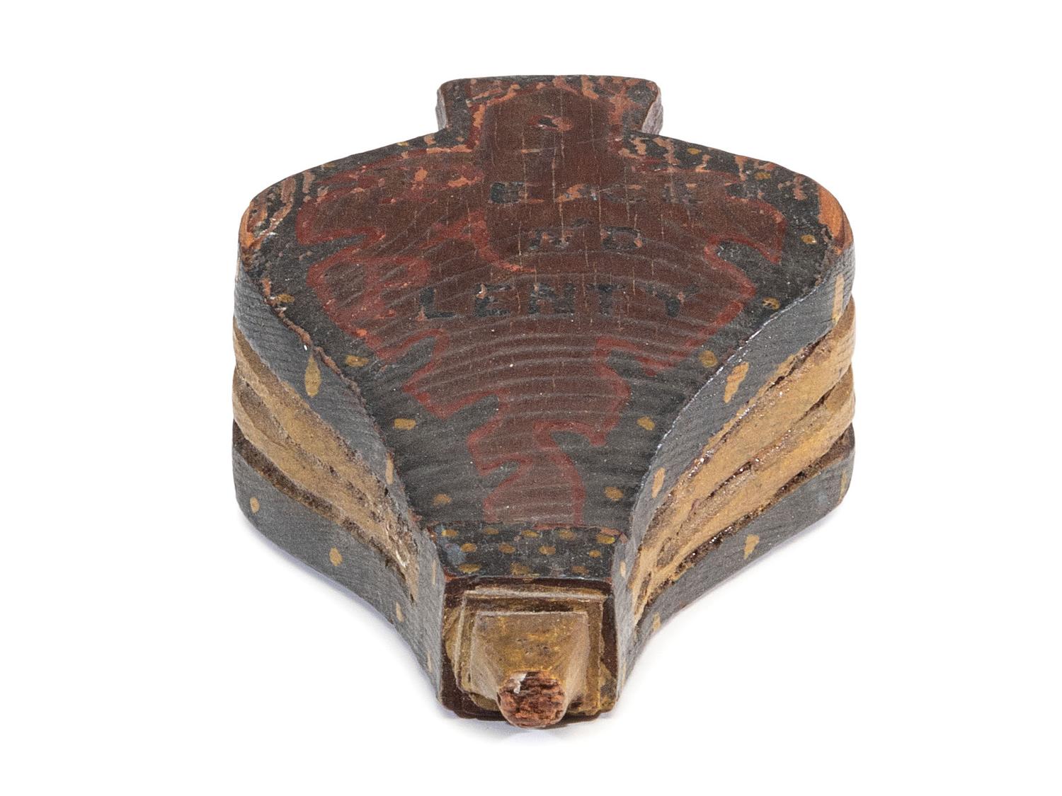 A Folk Art Carved and Painted Pine Peace and Plenty Bellows Model