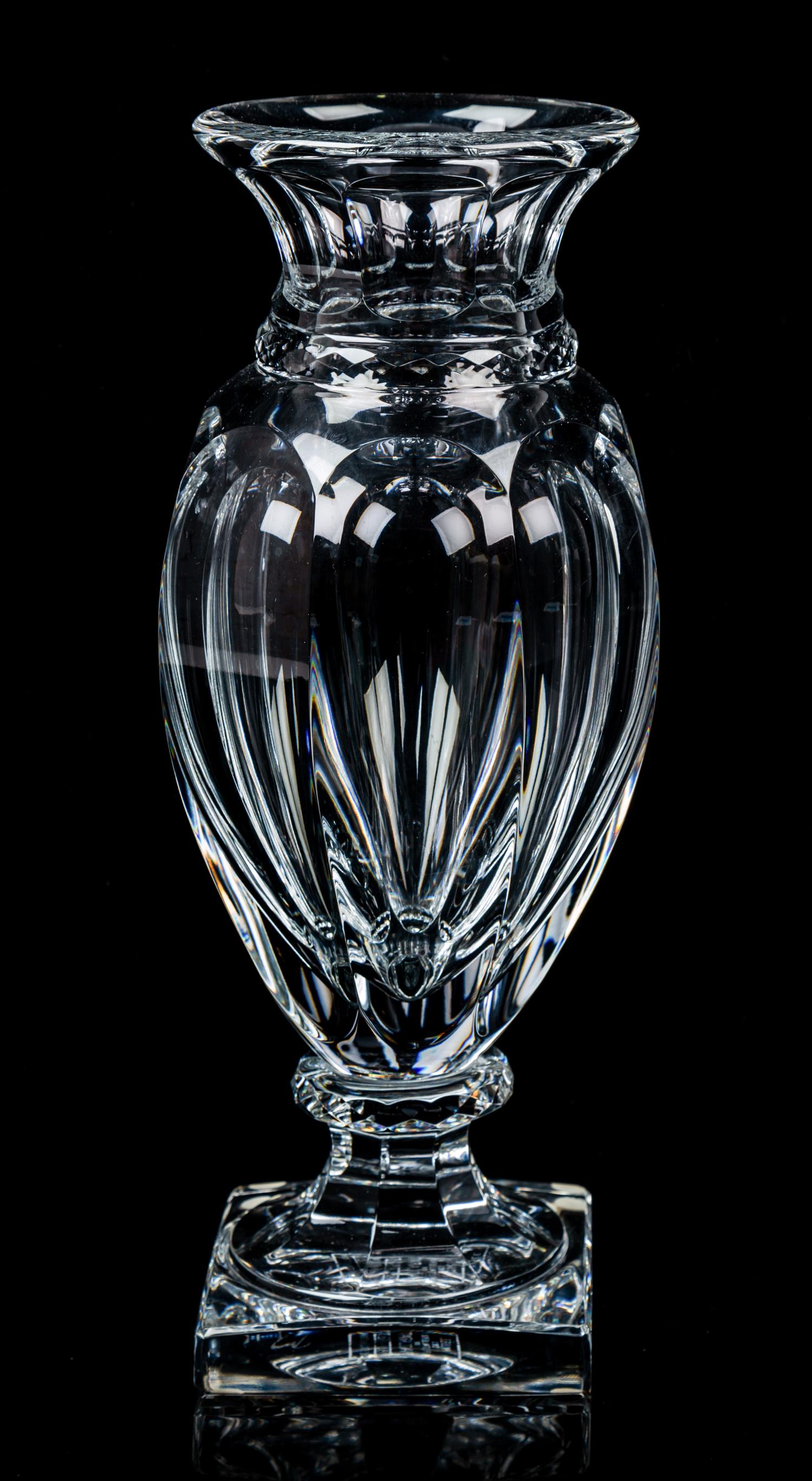 A Baccarat Vase and Articles Height 14 inches.