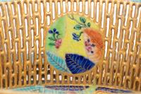 A Chinese Export Tobacco Leaf Reticulated Porcelain Basket and Underplate