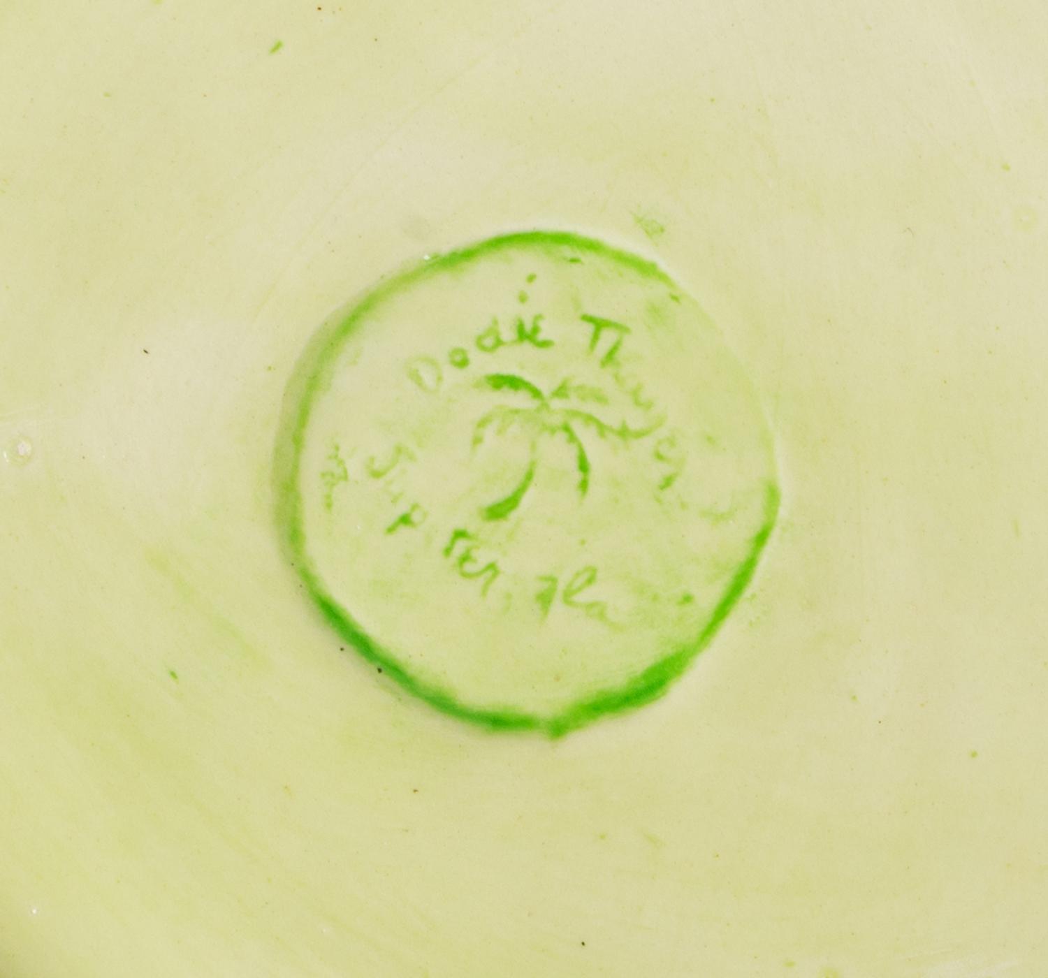 Six Dodie Thayer Yellow Hibiscus Bowls With Green Leaf-Form Undertrays — 20TH CENTURY