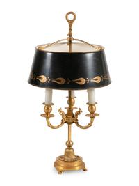 An Empire Style Gilt Metal Three-Light Bouillotte Lamp