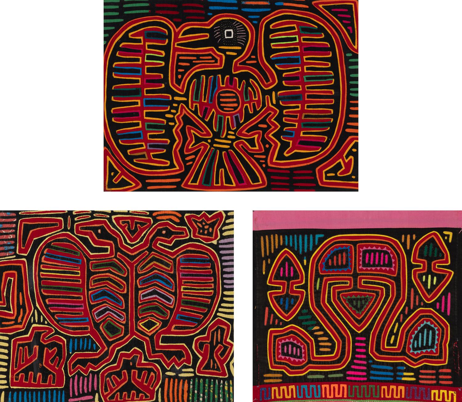 Anonymous Guna Person (Guna, 20th Century) — A Group of Three Mola Textiles
