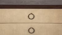 A Pair of Faux Shagreen and Stained Oak Three-Drawer Commodes
