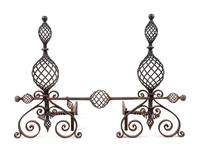 A Pair of Continental Iron Baluster-Twist Andirons