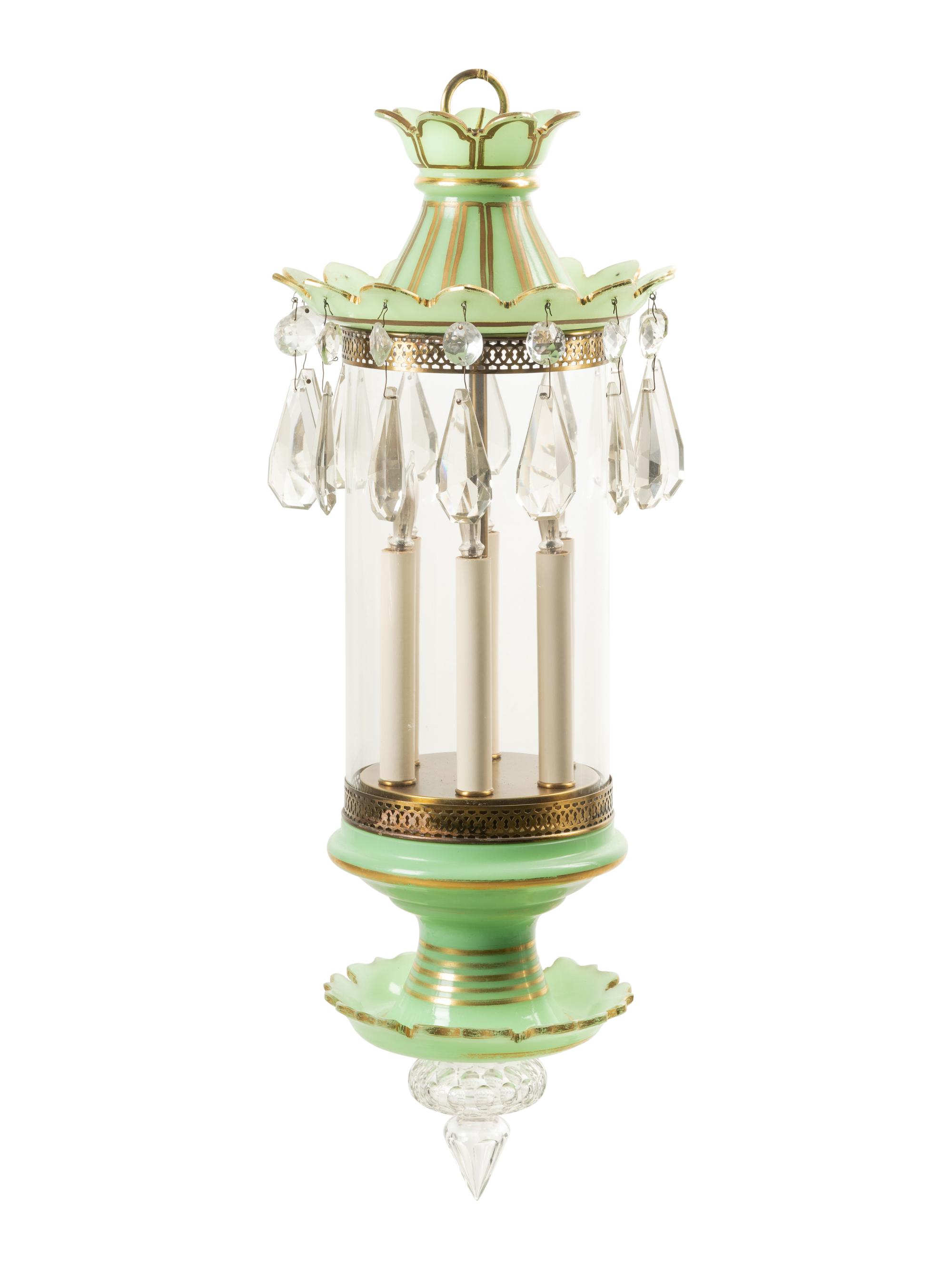 An Opaline Glass Hall Lantern
