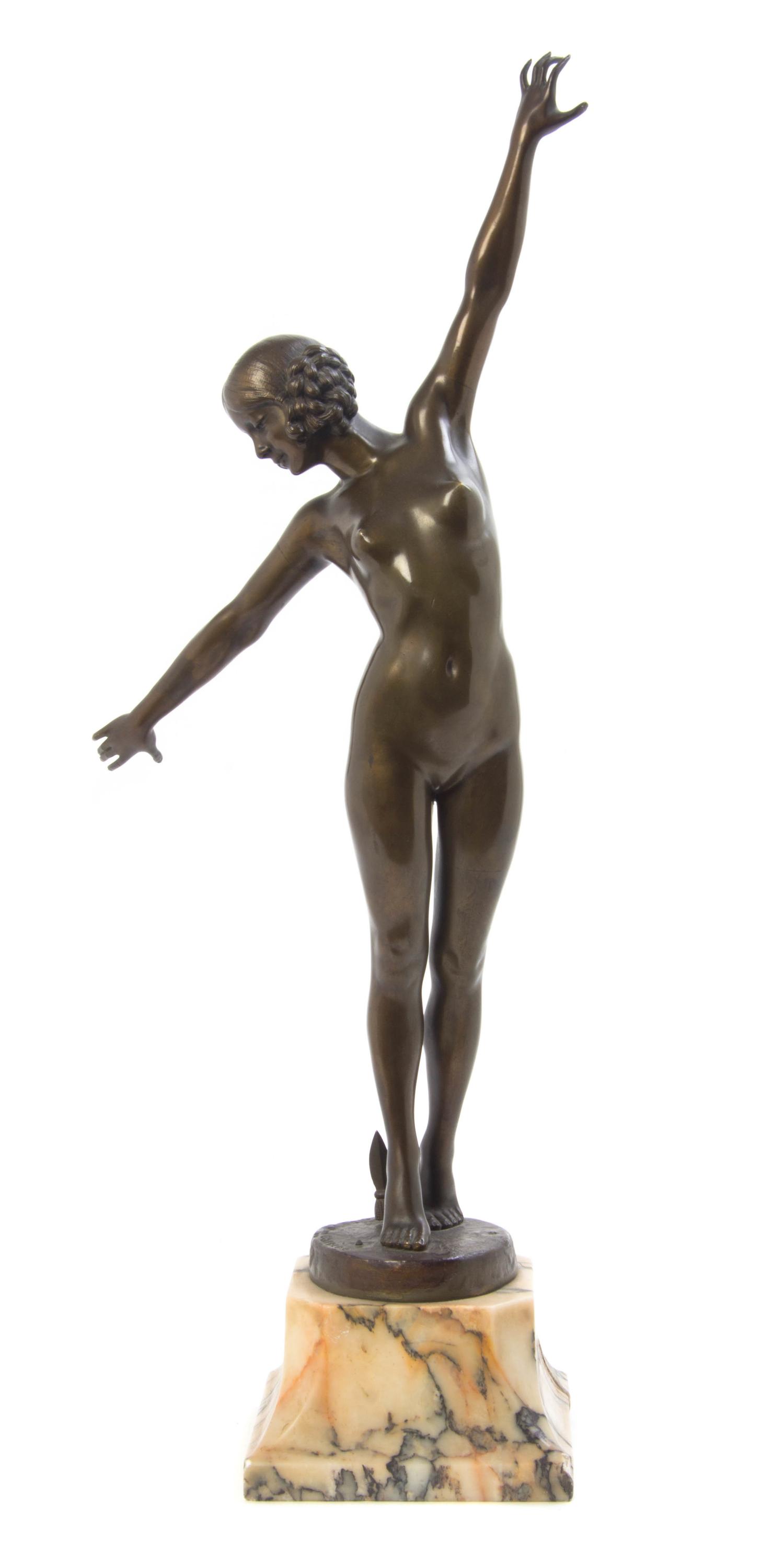 A French Bronze Figure, FERNAND OUILLON CARRERE (EARLY 20TH CENTURY), Height of bronze 18 3/4 inches. — FERNAND OUILLON CARRERE (EARLY 20TH CENTURY),