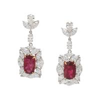 UNHEATED BURMESE RUBY AND DIAMOND EARRINGS