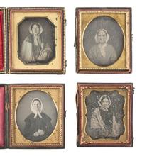 [EARLY PHOTOGRAPHY]. 21 sixth plate daguerreotypes of women wearing hats and bonnets.