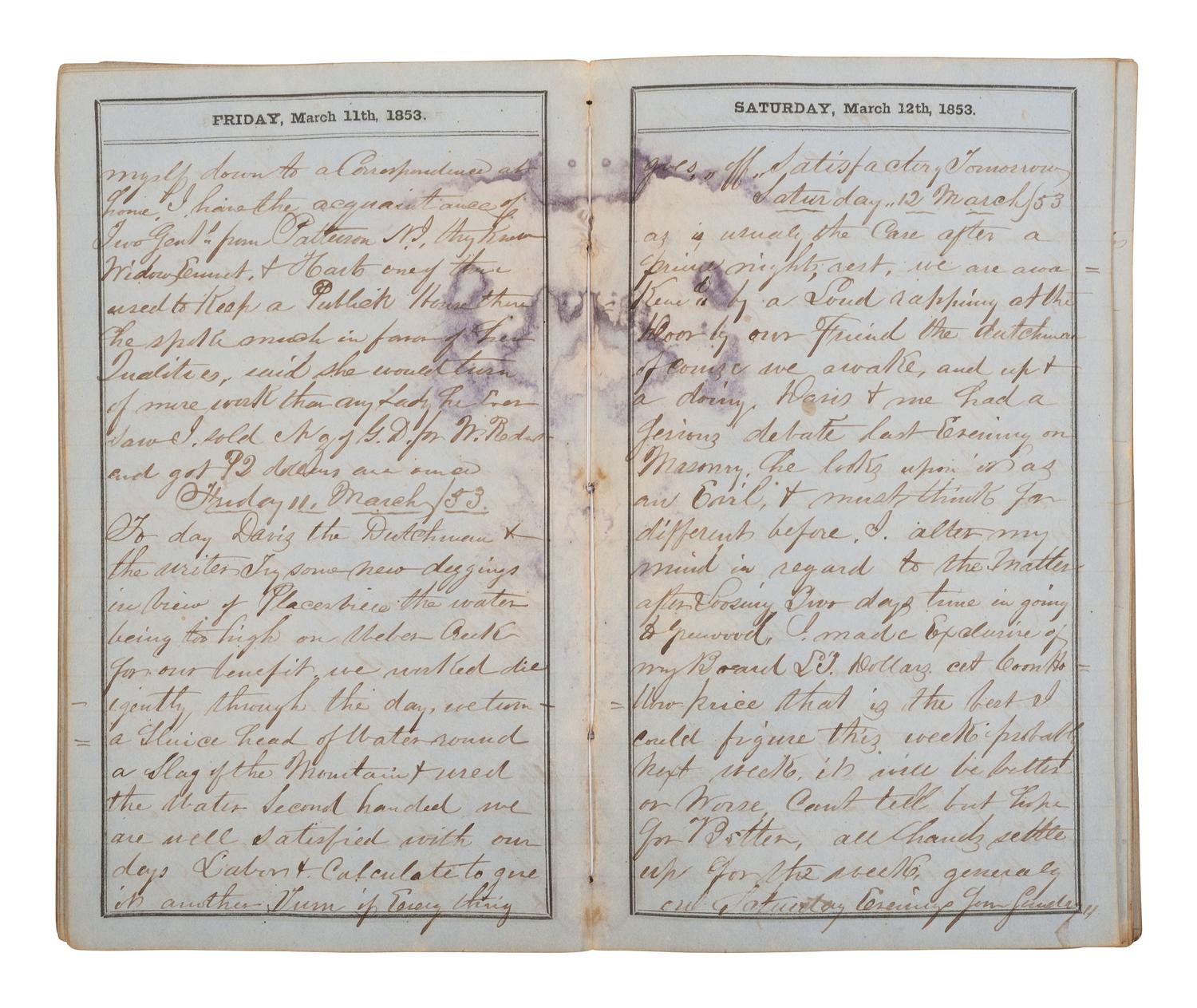 [GOLD RUSH]. Extensive California Gold Rush archive of William J. Jewell (1818-1885) including letters, diaries, and photographs, ca. 1852-1853.