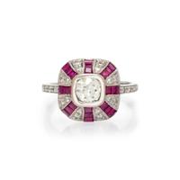 WHITE GOLD, DIAMOND, AND RUBY RING