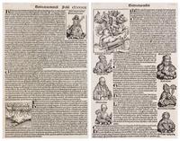 SCHEDEL, HARTMANN. 2 leaves from the Nuremberg Chronicle, 1493.
