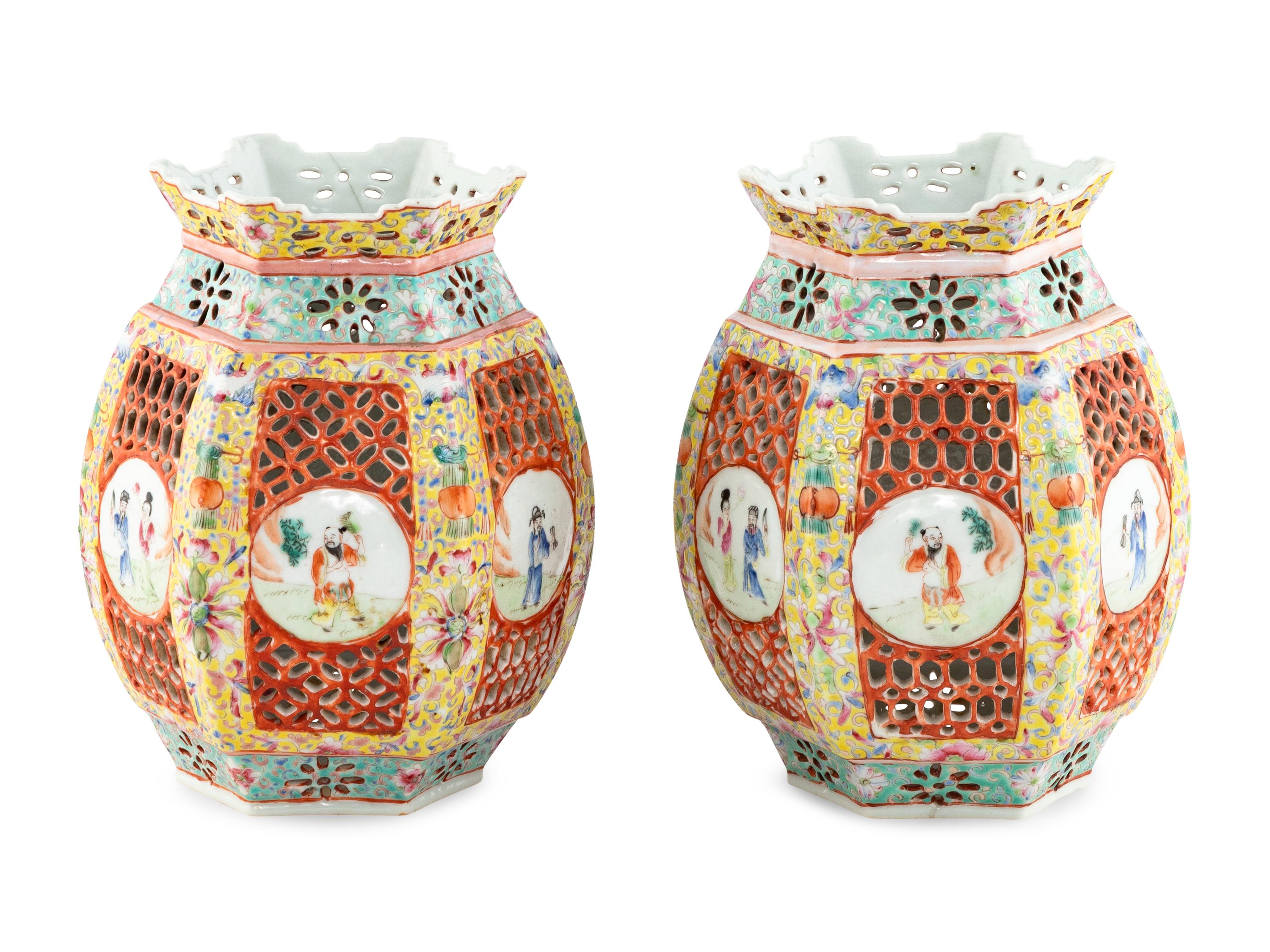 A Pair of Chinese Export Porcelain Lanterns