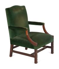 A George II Style Carved Mahogany Library Chair