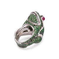 DE GRISOGONO, TSAVORITE GARNET AND RUBY FROG RING