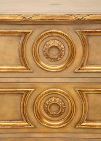 A Pair of Louis XVI Style Painted and Parcel Gilt Commodes — 20th Century