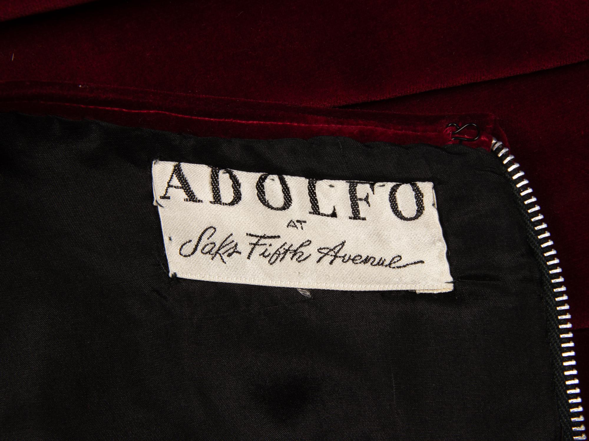 Adolfo, Burgundy Velvet Top, 1969