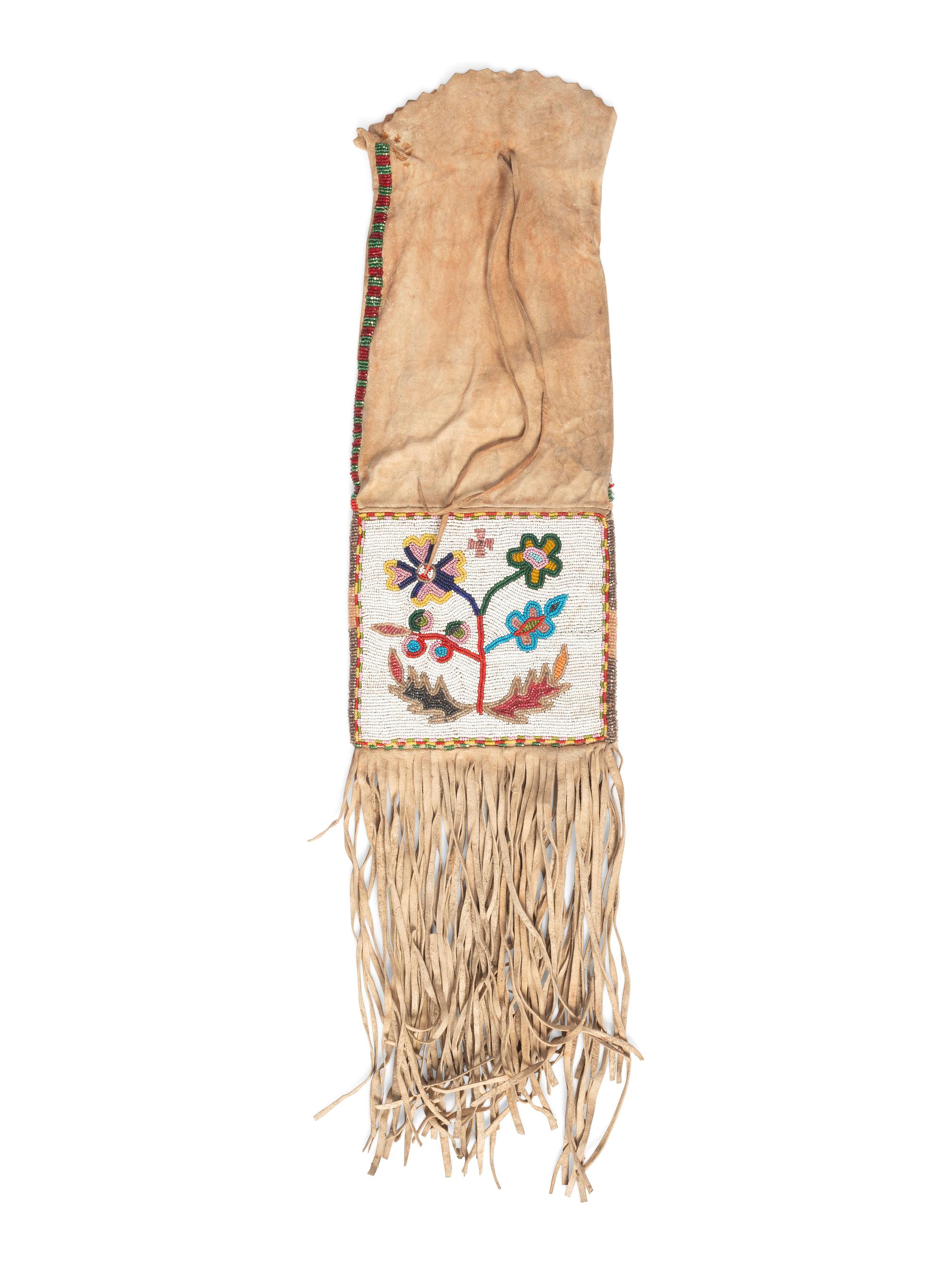 Cree Beaded Hide Tobacco Bag