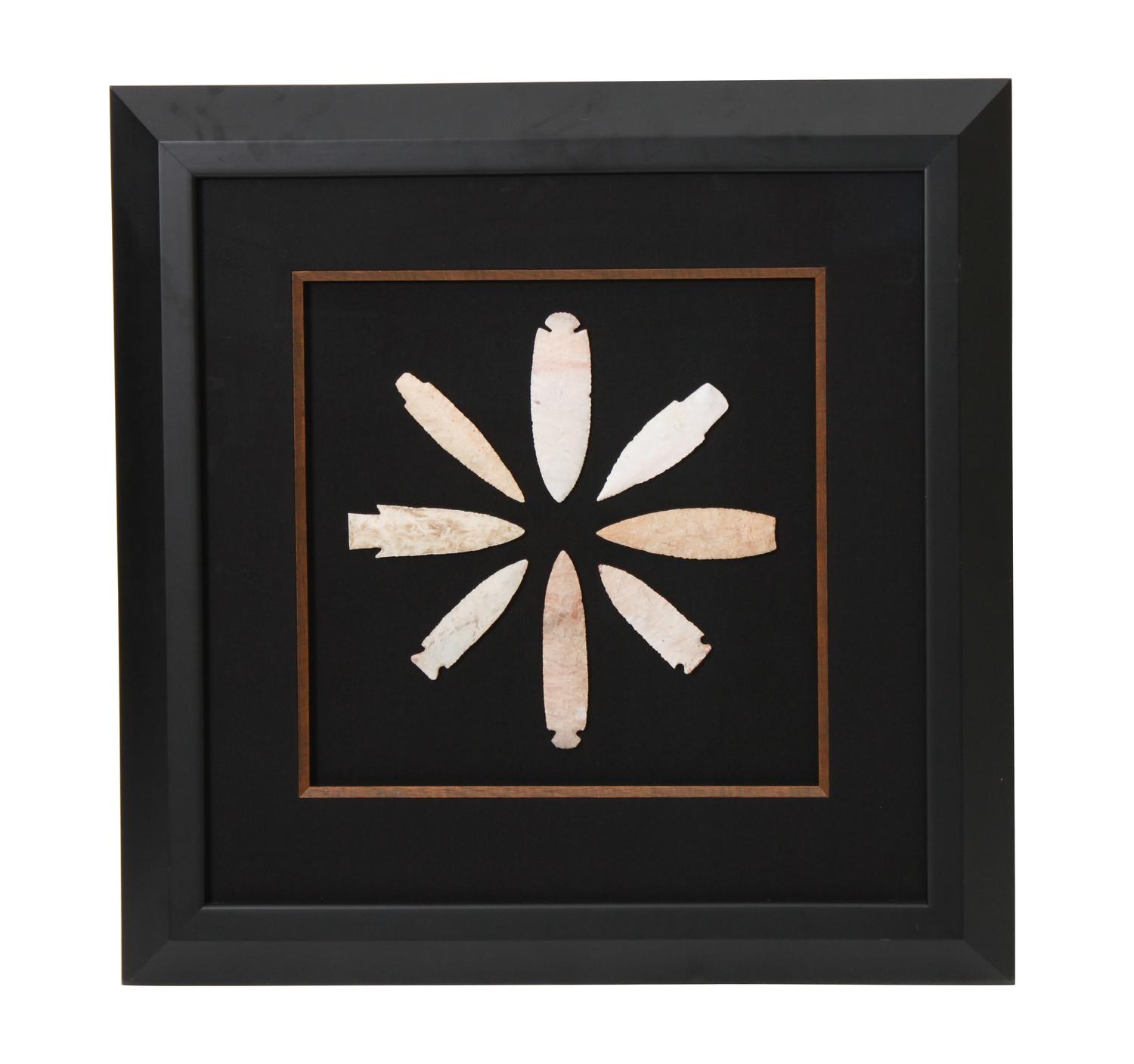 Six Framed Groups of Arrowheads Height 13 1/2 x width 13 1/2 inches (each)