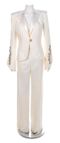 Louis Verdad Three-Piece Cream Pant Suit, 1980-90s No size label