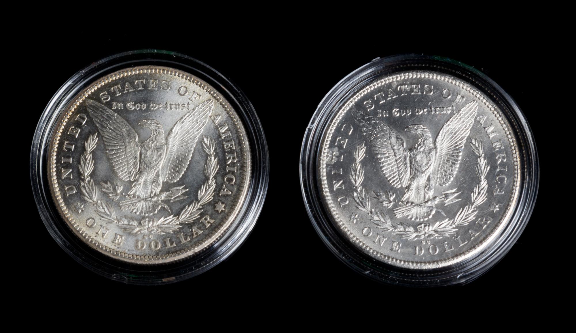 Two United States 1878-CC Morgan Silver Dollars