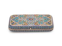 A Large Russian Silver-Gilt and Enamel Cigarette Case