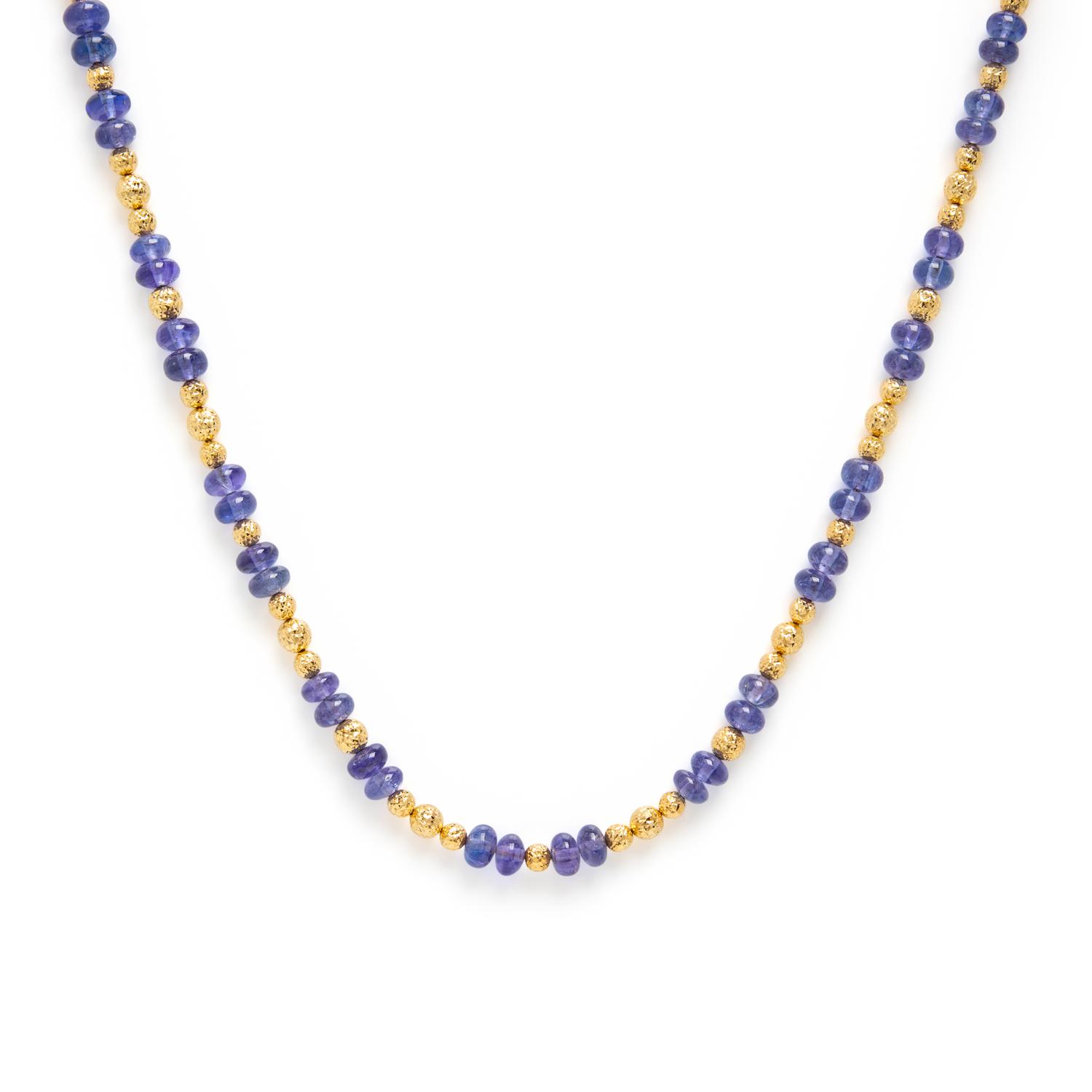 Tanzanite and Yellow Gold Beaded Necklace