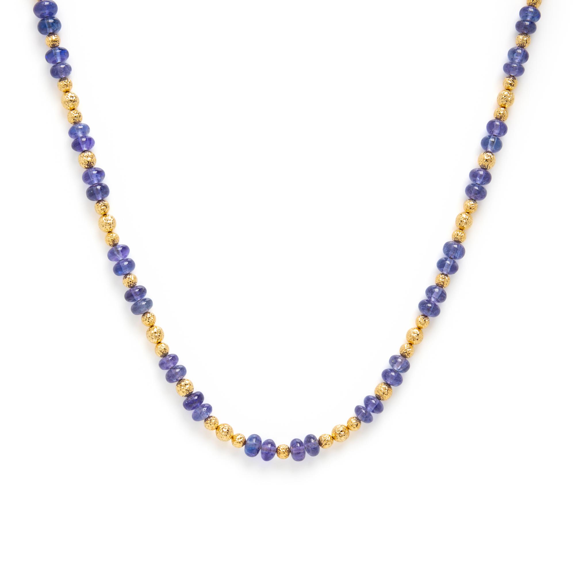 Tanzanite and Yellow Gold Beaded Necklace
