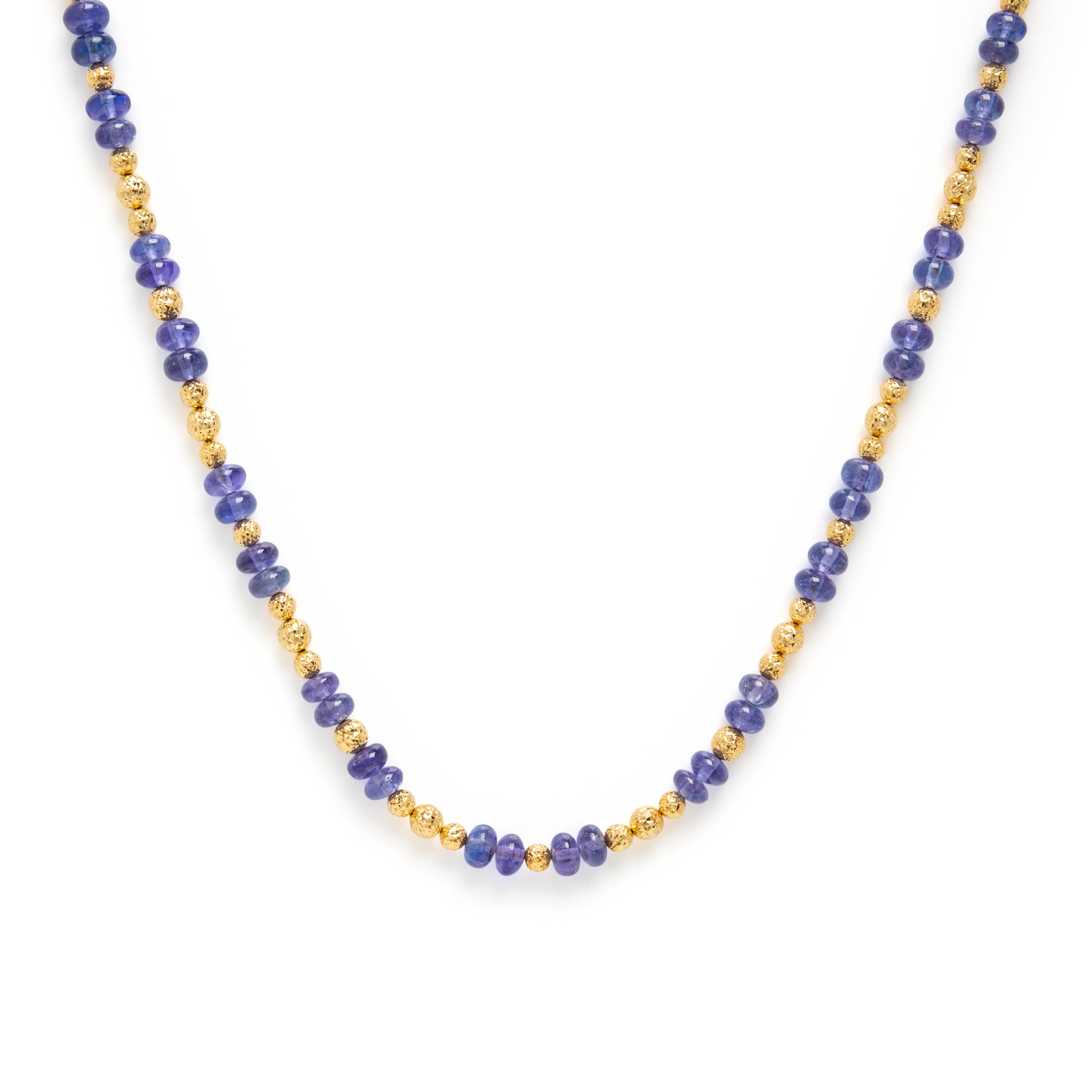 Tanzanite and Yellow Gold Beaded Necklace