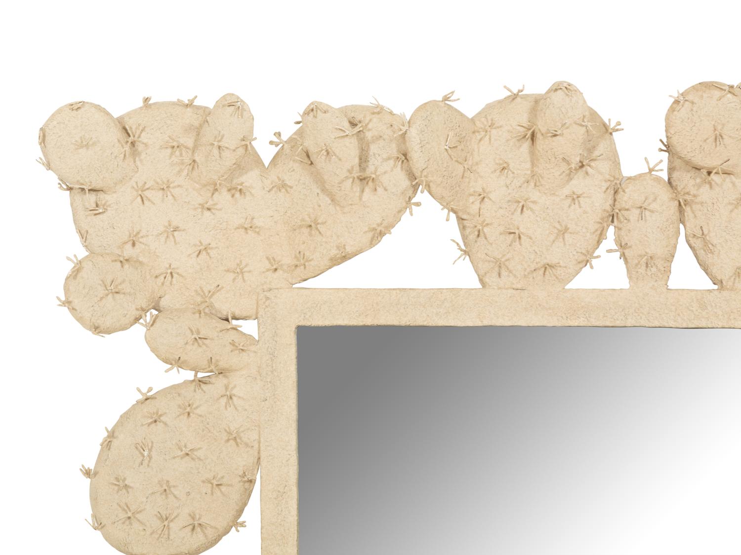 A Whimsical Painted Metal Cactus Framed Mirror
