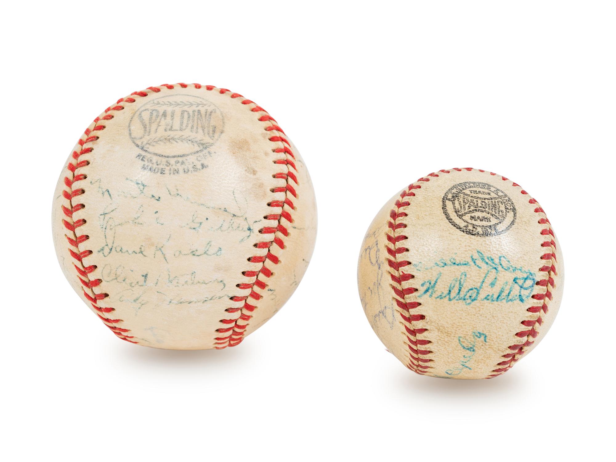 A 1950 New York Giants Team Signed Baseball Including Monte Irvin and A 1960 San Francisco Giants Team Signed Mini Baseball Including Orlando Cepeda and Willie McCovey (BAS Beckett Authentication Services Certified)