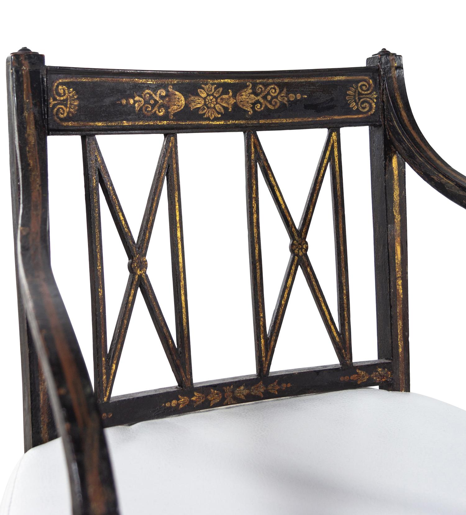 A Set of Ten George III Japanned Armchairs
